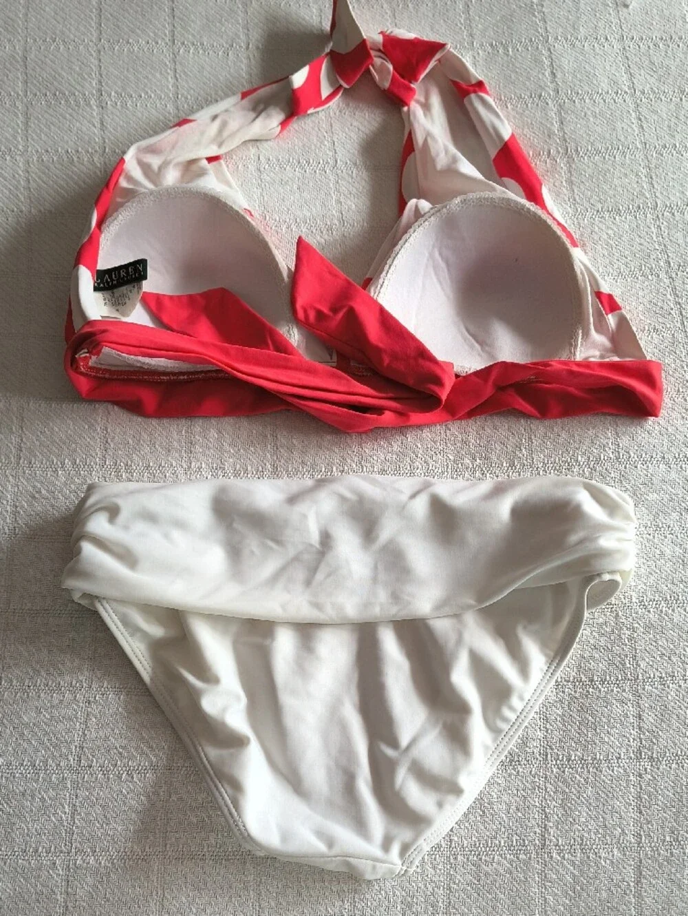 Ralph Lauren Red & White Polka Dot Halter Bikini Set